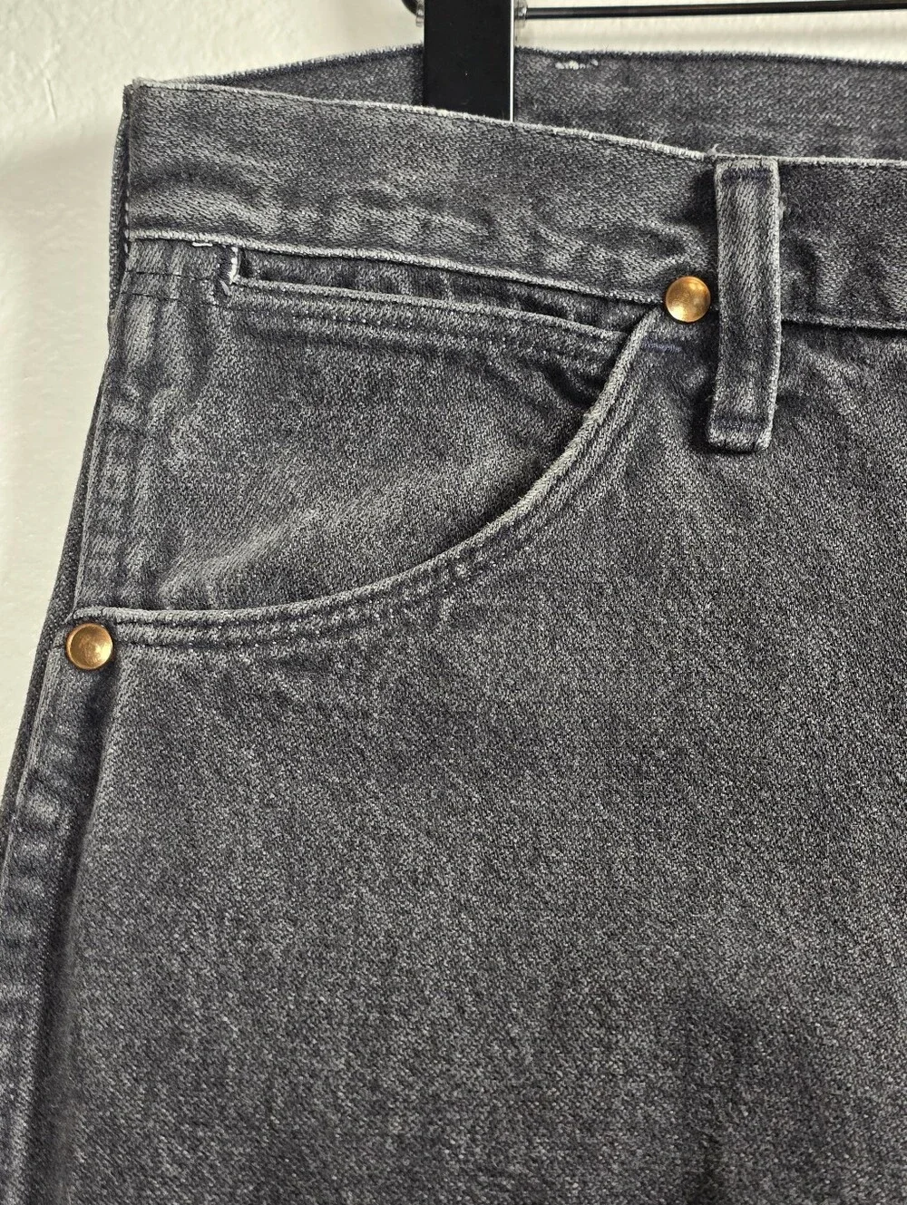 Vintage Wrangler 13MWZ Black Jeans Made in USA Cowboy Cut Mens Tag 35x34 Fits 33